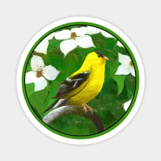 Goldfinch Painting - Cute Original Bird Art Magnet